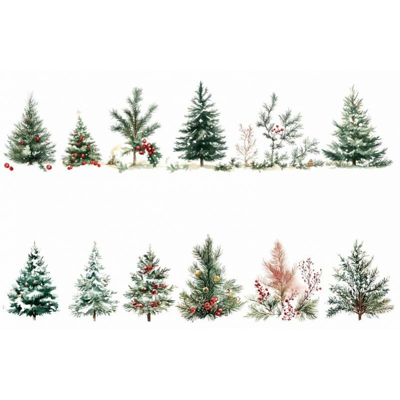 TRANSFER TEXTIL - PASSE E CRIE - 12 ÁRVORES DE NATAL