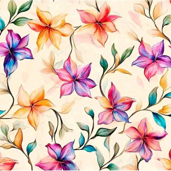 NV25 -TRICOL. COLEÇÃO PETALAS E POESIA - FLORAL FD CLARO - 100% ALGODÃO 02001/001