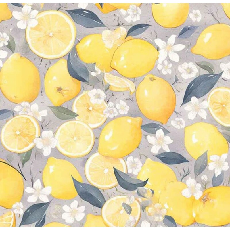 NV25 - TRICOL. COLEÇÃO GREY LEMON - LIMÃO GRANDE COM FLORES - 100% ALGODÃO 03918-001