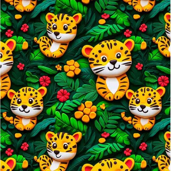 NV25 - TRICOL. COLEÇÃO SELVA DIVERTIDA - ONÇA - 100% ALGODÃO 03904-001