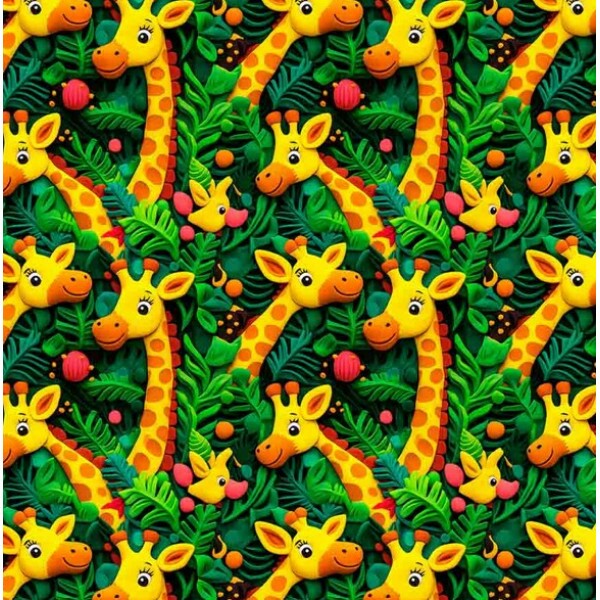 NV25 - TRICOL. COLEÇÃO SELVA DIVERTIDA - GIRAFA - 100% ALGODÃO 03906-001