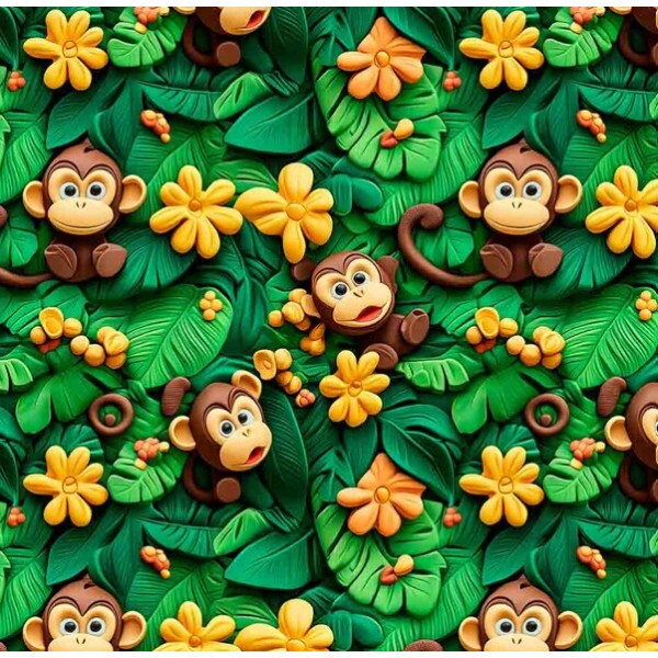 NV25 - TRICOL. COLEÇÃO SELVA DIVERTIDA - MACACO - 100% ALGODÃO 03907-001