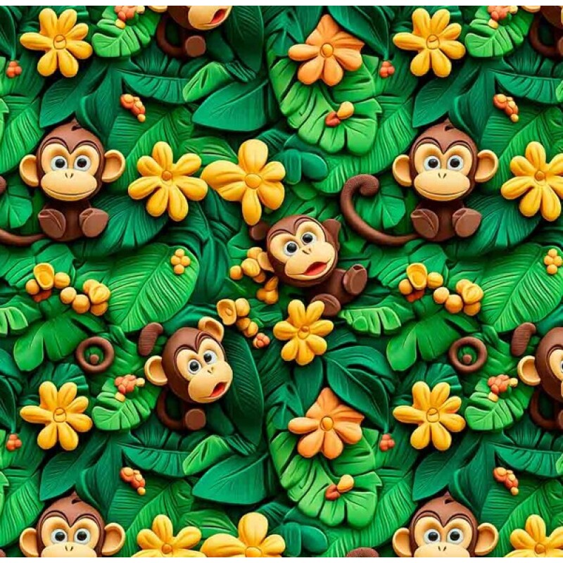 NV25 - TRICOL. COLEÇÃO SELVA DIVERTIDA - MACACO - 100% ALGODÃO 03907-001