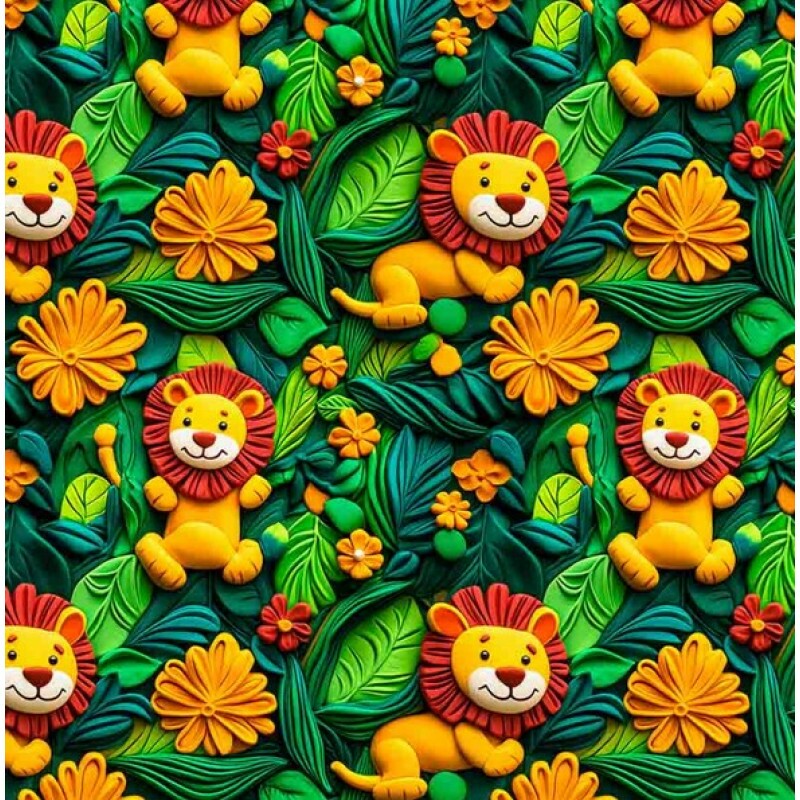 NV25 - TRICOL. COLEÇÃO SELVA DIVERTIDA - LEÃO - 100% ALGODÃO 03908-001