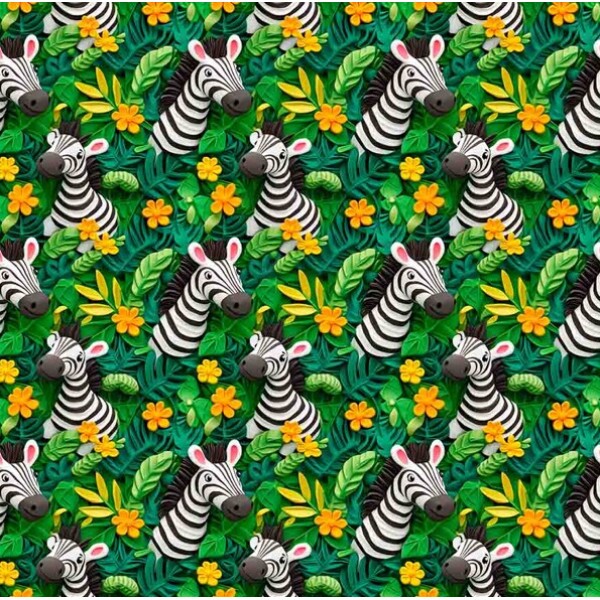 NV25 - TRICOL. COLEÇÃO SELVA DIVERTIDA - ZEBRA - 100% ALGODÃO 03909-001