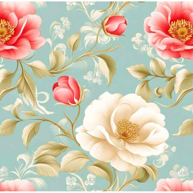 NV25 - TRICOL. COLEÇÃO ENCANTO BARROCO - FLORAL GRANDE FUNDO VERDE 04258-001