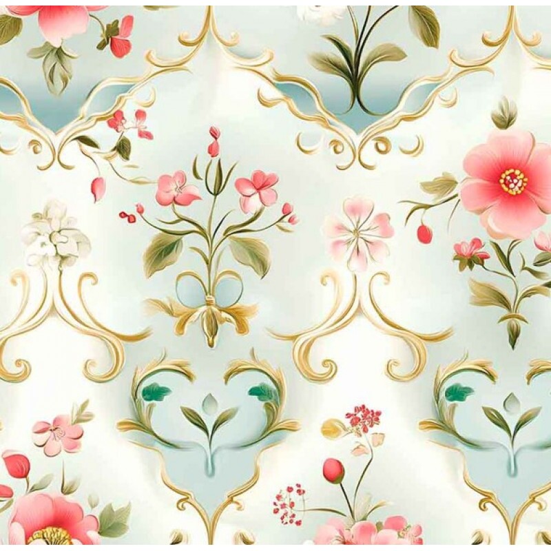 NV25 - TRICOL. COLEÇÃO ENCANTO BARROCO - FLORAL COM CONTORNO - 100% ALGODÃO 04257-001