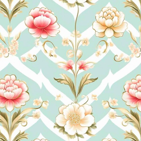 NV25 - TRICOL. COLEÇÃO ENCANTO BARROCO - FLORAL FUNDO CHEVRON - 100% ALGODÃO 04254-001