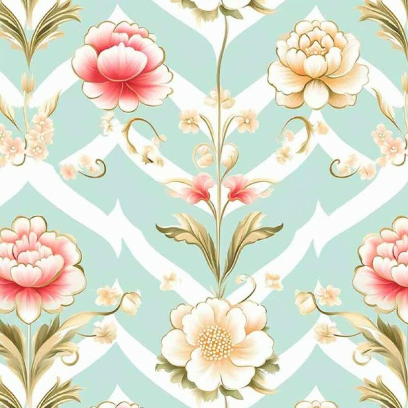 NV25 - TRICOL. COLEÇÃO ENCANTO BARROCO - FLORAL FUNDO CHEVRON - 100% ALGODÃO 04254-001