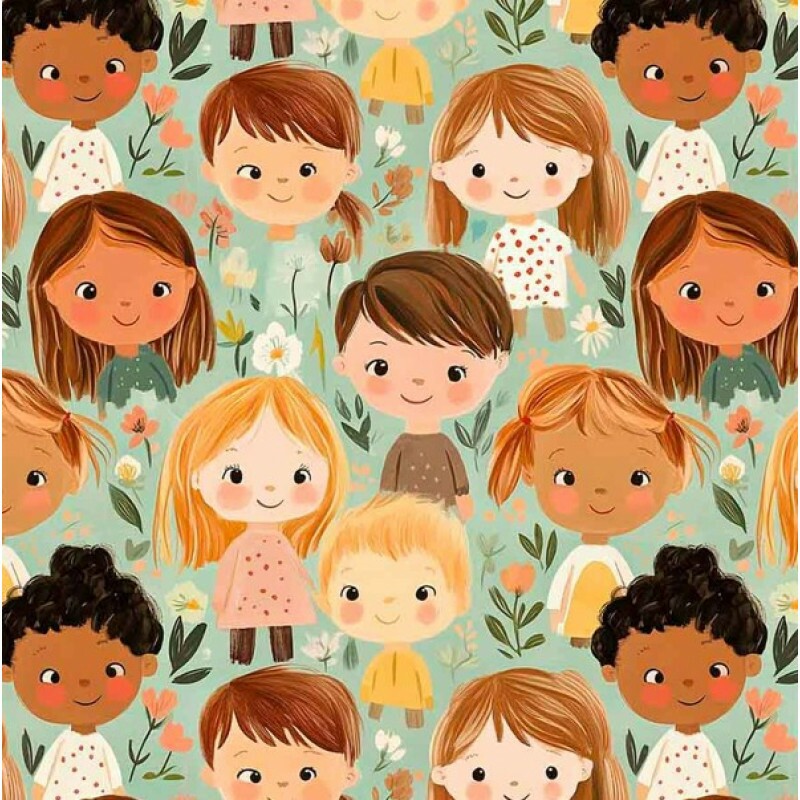 NV25 - TRICOL. COLEÇÃO BRINCADEIRA NO CAMPO - ROSTOS DE CRIANÇAS - 100% ALGODÃO 04250-001