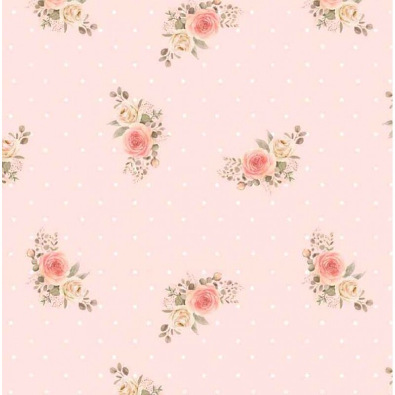 NV25 - TRICOL. COLEÇÃO LADY BEAR - FLORAL PEQUENO FUNDO ROSA 100% ALGODÃO 04646-001