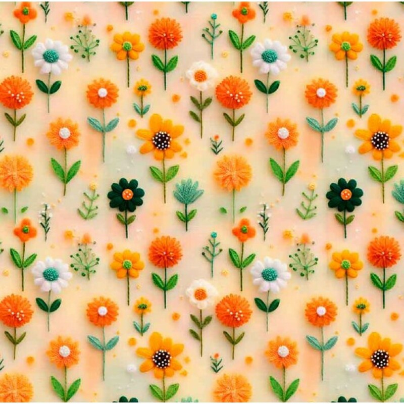 NV25 - TRICOL. COLEÇÃO GIRLS AND PUPPIES - FLORAL MIUDO FUNDO BEGE - 100% ALGODÃO 04721-001