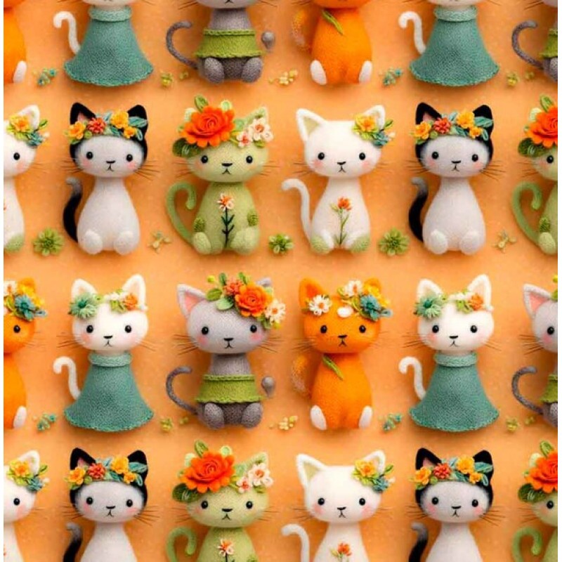 NV25 - TRICOL. COLEÇÃO GIRLS AND PUPPIES - GATOS - 100% ALGODÃO 04726-001