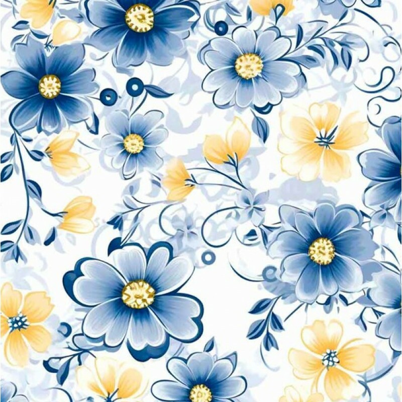 NV25 - SARJA HIDRORREPELENTE - COLEÇÃO AZULEJOS - FLORAL GRANDE - 100% ALGODÂO 04728-001