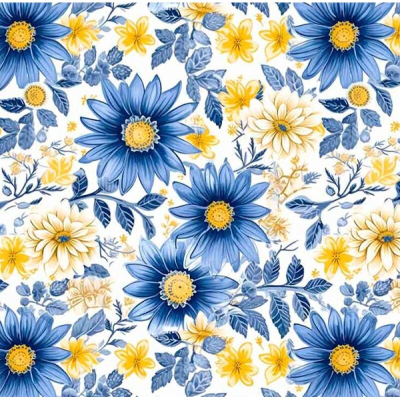 NV25 - TRICOL. COLEÇÃO AZULEJOS - FLORAL 3 BROMELIAS - 100% ALGODÃO 04733-001