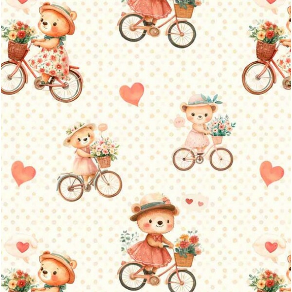 NV25 - TRICOL. COLEÇÃO LADY BEAR - URSO NA BICICLETA GRANDE - 100% ALGODÃO 04661-001