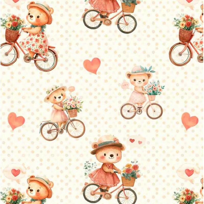 NV25 - TRICOL. COLEÇÃO LADY BEAR - URSO NA BICICLETA GRANDE - 100% ALGODÃO 04661-001