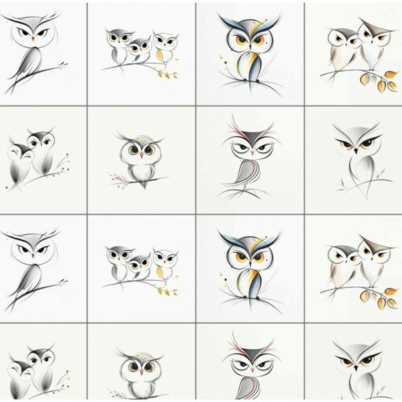 JA26 - TRICOL. COLEÇÃO STYLE OWLS - QUADRADOS DE CORUJAS - 100% ALGODÃO 05334-001