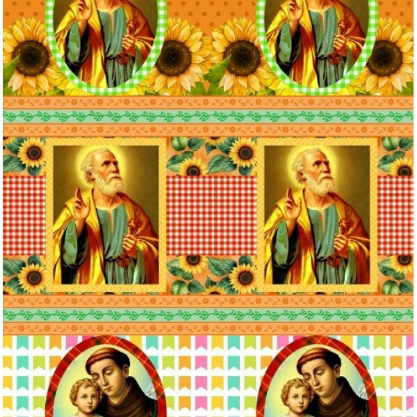 JA26 - TRICOL. COLEÇÃO FESTA JUNINA - BARRADO SANTOS - 100% ALGODÃO - A1539-001