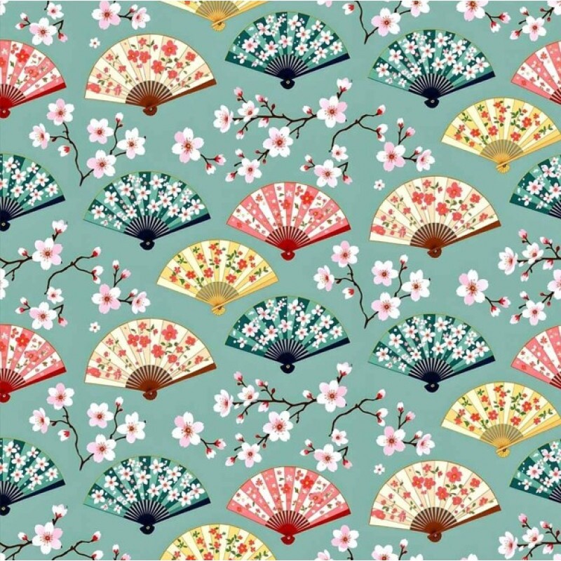 JA26 - TRICOL. CLUBE MAIS CRIATIVO - COLEÇÃO CUTE KOKESHI - LEQUES - 100% ALGODÃO - 05756/001