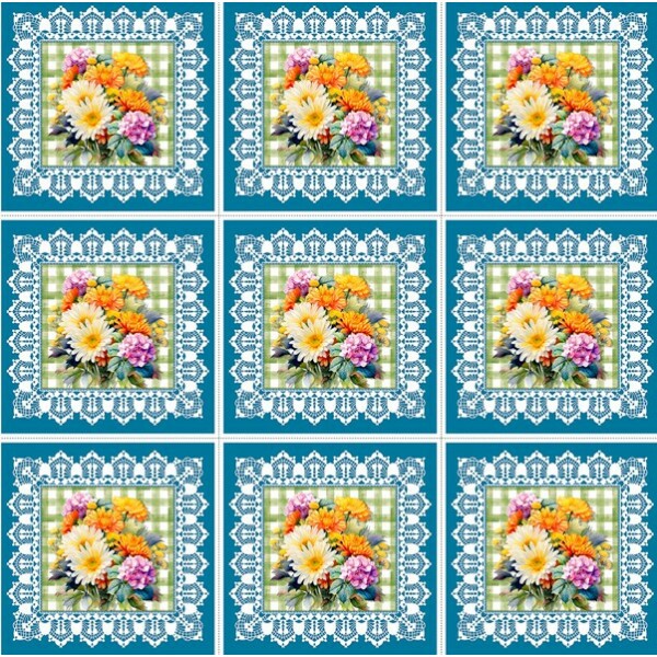 AG25 - TRICOLINE COL. JUARI SOUZA - ALMOFADA FD AZUL - 100% ALGODÃO - 00840/001