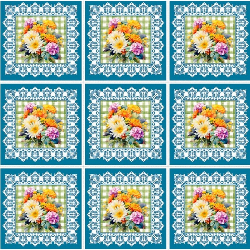 AG25 - TRICOLINE COL. JUARI SOUZA - ALMOFADA FD AZUL - 100% ALGODÃO - 00840/001