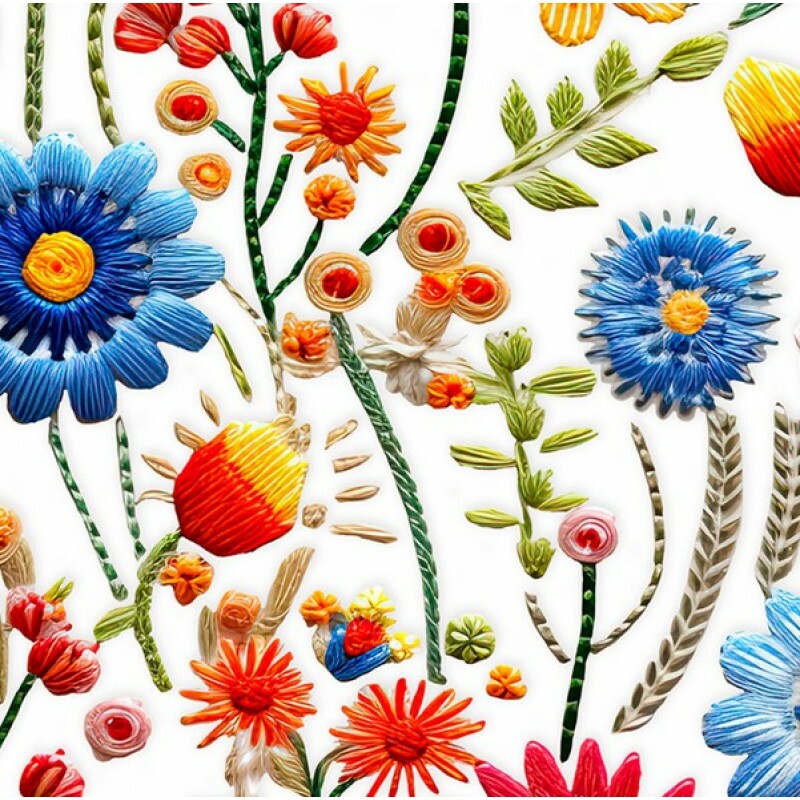 COLEÇÃO PRIMAVERA 3D DIGITAL - TRIC. EST - BARRADO C/ FLORAL E FAIXAS - ( 80102 VAR,02 ) - C