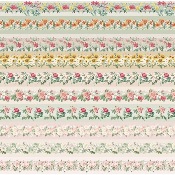 COL/ FRUITS & FLOWERS - TRIC. EST - DIGITAL - STORIA STAMPA - FLORES FAIXA 14,50 CM - ( 80062 VAR,01 ) - C