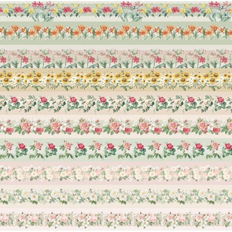 COL/ FRUITS & FLOWERS - TRIC. EST - DIGITAL - STORIA STAMPA - FLORES FAIXA 14,50 CM - ( 80062 VAR,01 ) - C