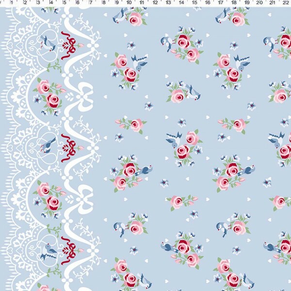 COL/ DIGITAL -  ENTRE LAÇOS E FITAS - BARRADOS DE RENDA FD AZUL - ( 80098 VAR,02 ) - ( E9755 )