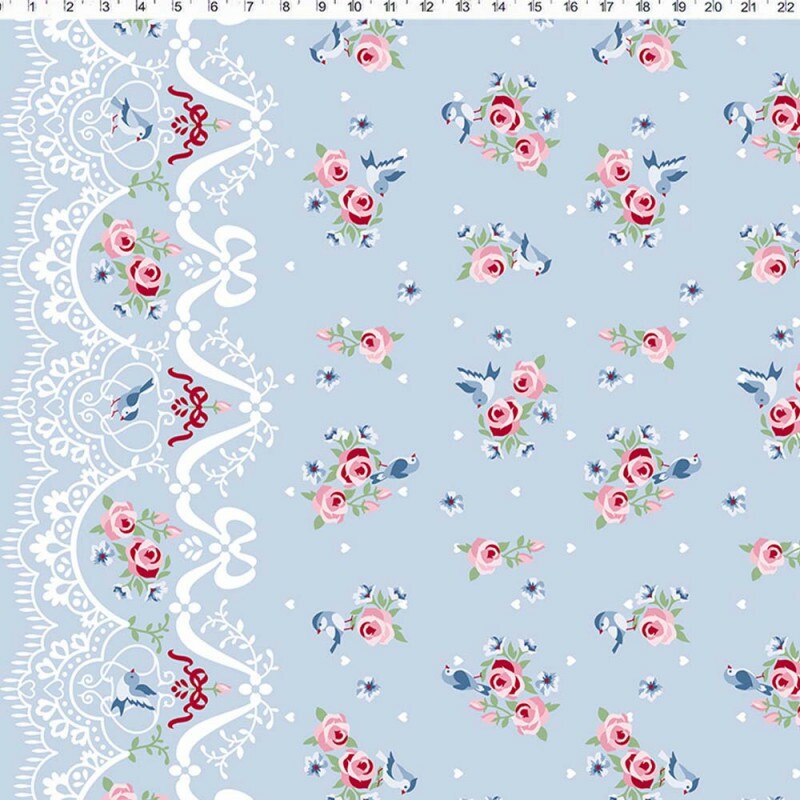 COL/ DIGITAL -  ENTRE LAÇOS E FITAS - BARRADOS DE RENDA FD AZUL - ( 80098 VAR,02 ) - ( E9755 )