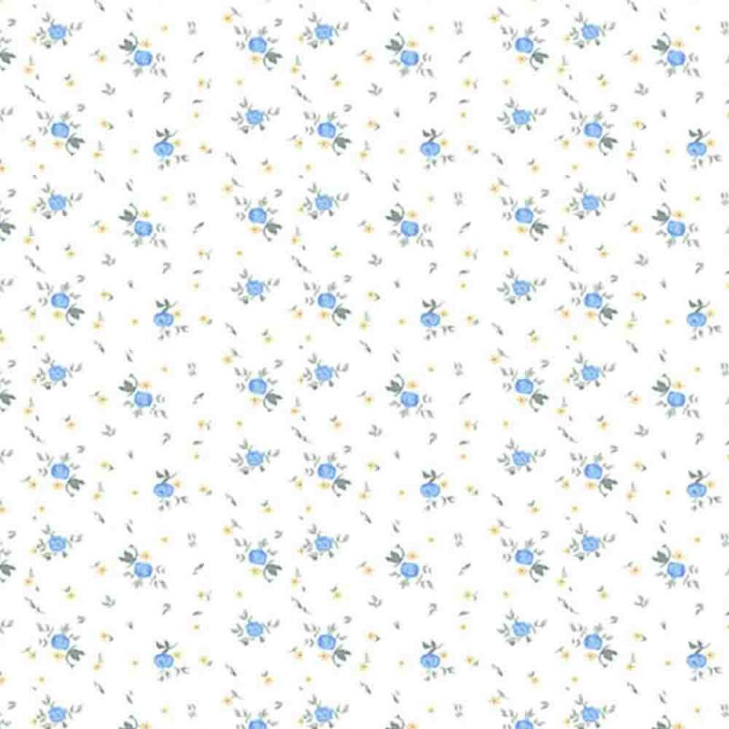 COLEÇÃO ELEGANCE - FLORAL AZUL COM FOLHAS