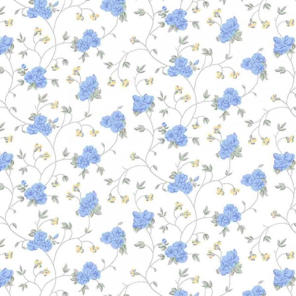 COLEÇÃO ELEGANCE - FLORAL MEDIO AZUL COM RAMOS -RI