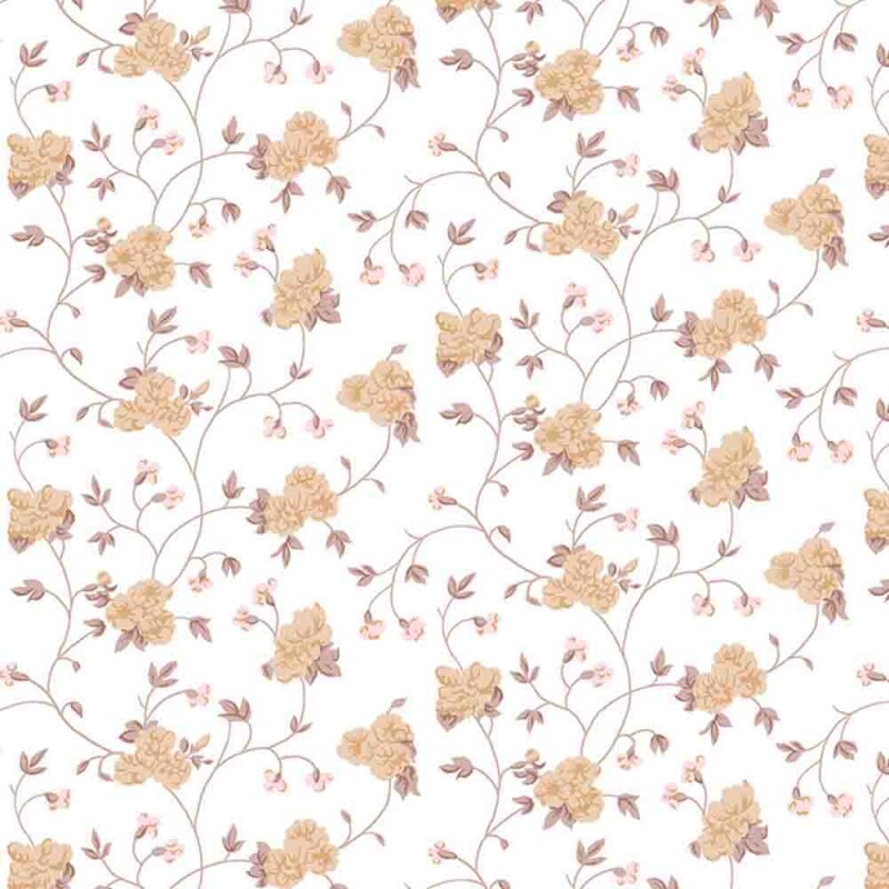 COLEÇÃO ELEGANCE - FLORAL MEDIO BEGE COM RAMOS -RI