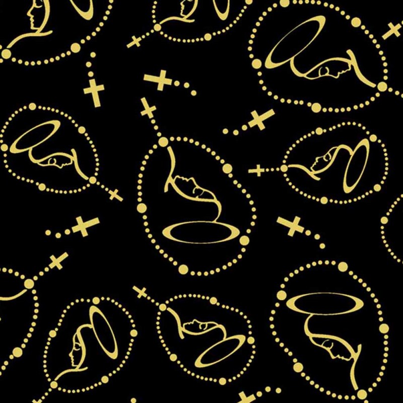 TRIC. NEW PREMIUM - COLEÇÃO ESSENTIALS - TERÇO - NOSSA SENHORA APARECIDA  - FD PRETO