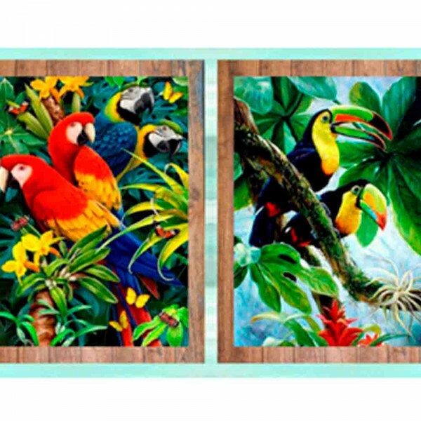 COLEÇÃO SILVESTRE - DIGITAL - PAINEL 90 X 75CM - ARARAS E TUCANOS - ( 9100-E150 ) - P