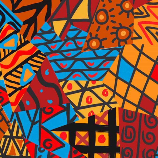 COLEÇÃO AFRICA DIGITAL - AZUL C/ LARANJA - ( 80172 VAR,01 ) - ( E8204 ) -