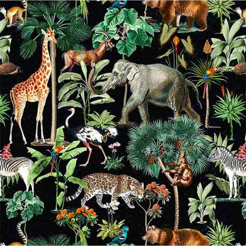 COLEÇÃO SAVANNAH - TRIC. DIGITAL - ANIMALS FD PRETO- ( 83674 - VAR,02 ) - C