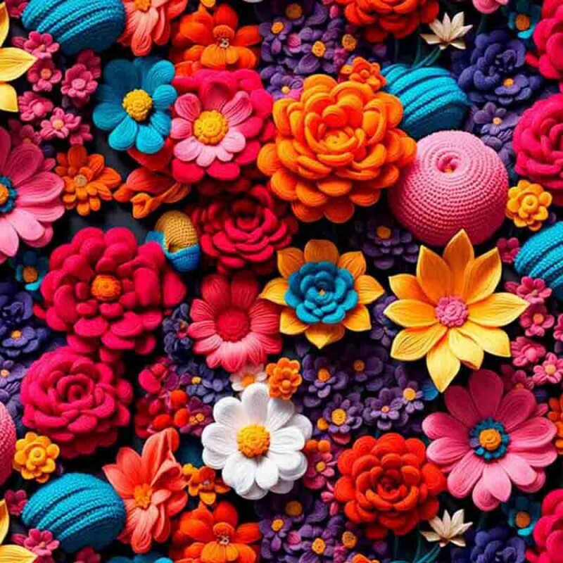 COLEÇÃO CROCHET FLOWERS - TRIC. EST. DIGITAL - FLORAL VERMELHO - ( 84581 VAR,01 ) - C