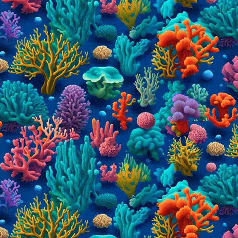 COLEÇÃO FUNDO DO MAR - TRIC. EST. DIGITAL - CORAIS C/ ESPONJAS- ( 84868 VAR,01 ) - C