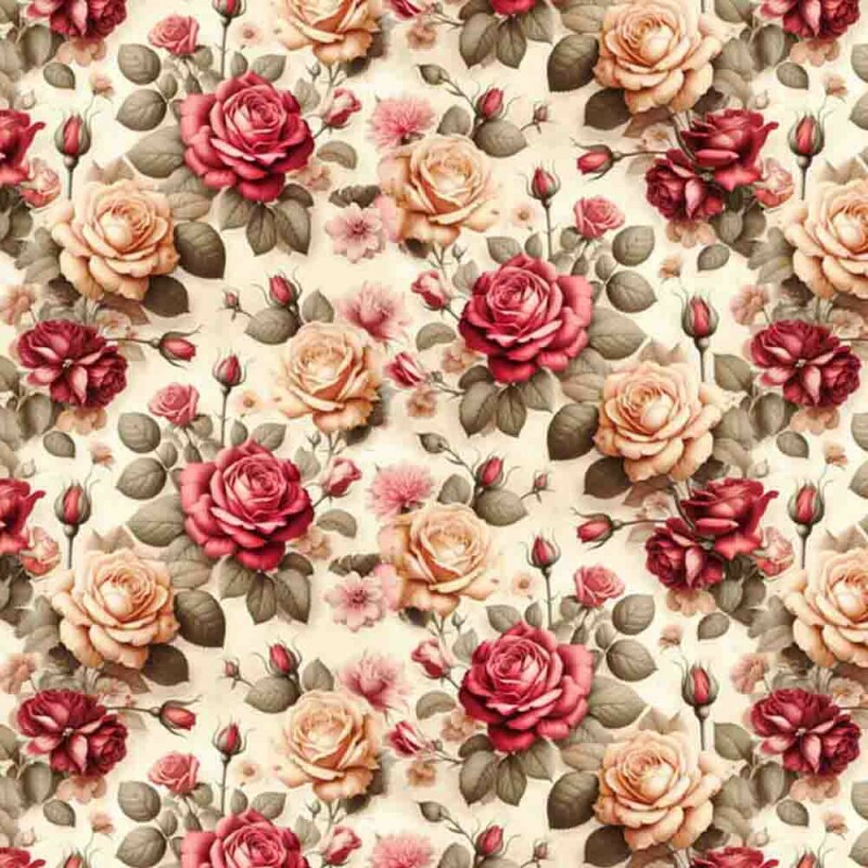 COLEÇÃO JARDIM DE ROSAS - TRIC. EST. DIGITAL - ROSAS FD BEGE - 85659-001