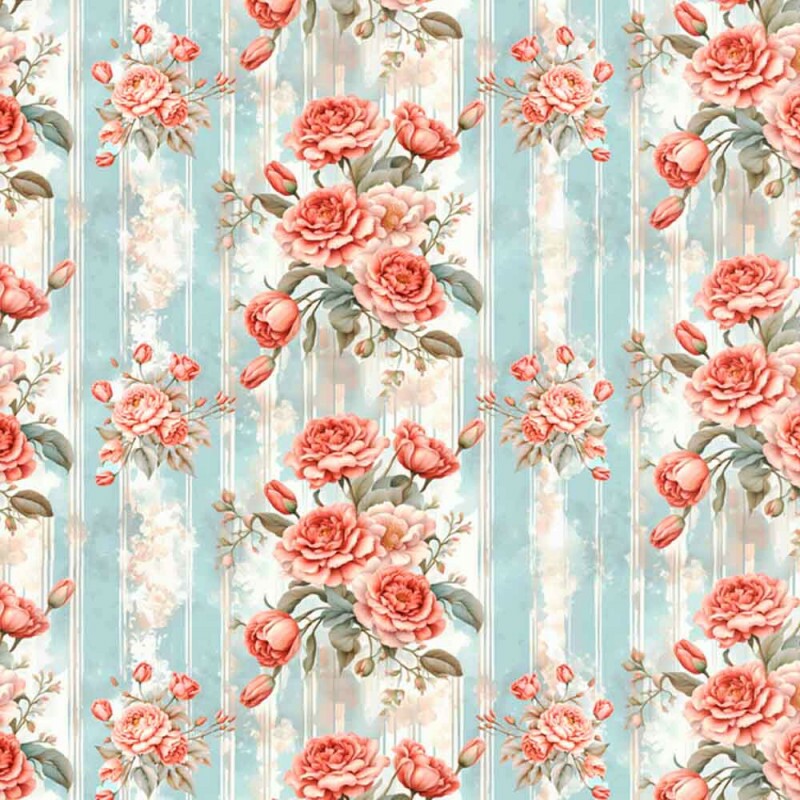 TRICOL. COLEÇÃO JARDIM DE ROSAS - CAMELIAS E TULIPAS C/ TEXTURA 100% ALGODÃO 86108/001