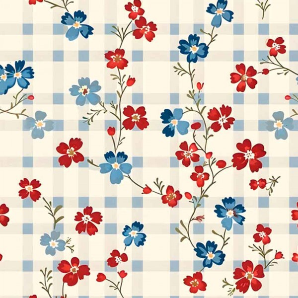 COLEÇÃO AMERICANA - TRIC. EST. DIGITAL -  XADREZ BEGE C/ FLORES - 86225-01 C