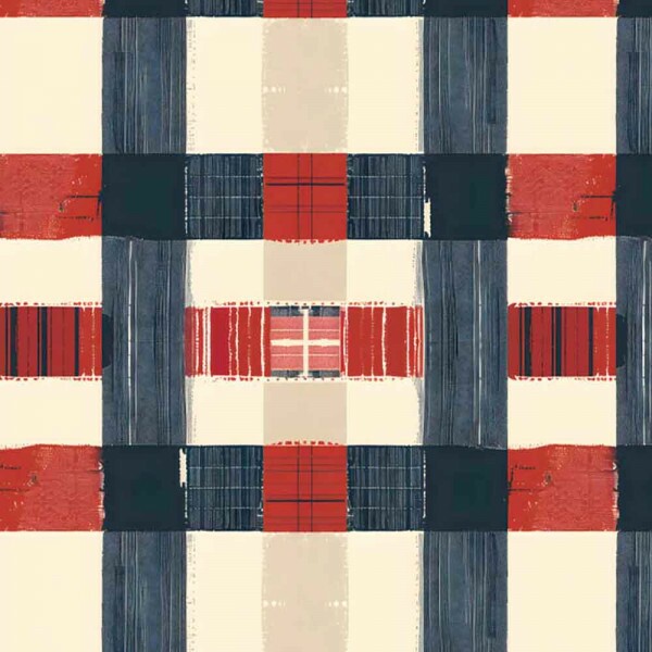 COLEÇÃO AMERICANA - TRIC. EST. DIGITAL -  XADREZ MARINHO C/ VERMELHO - C