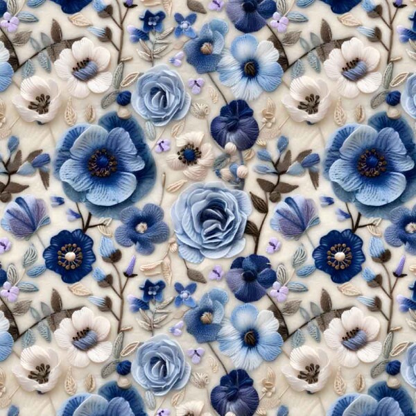 COLEÇÃO HEARTSEASE - TRIC. EST. DIGITAL - ROSAS AZUL CLARO - 87136 - C