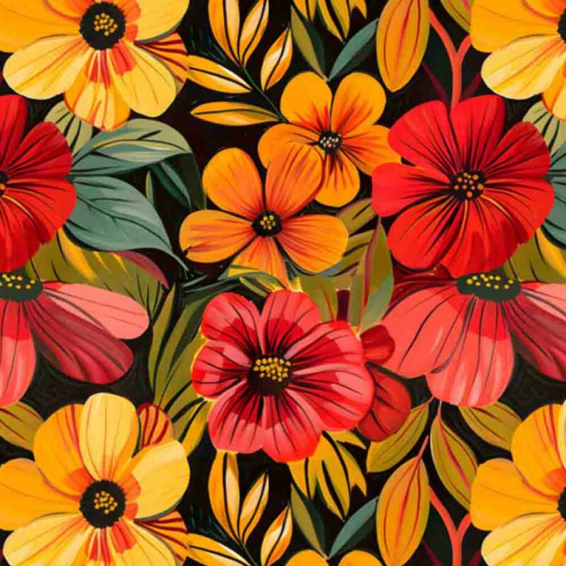 COLEÇÃO SPLENDOR - TRIC. EST. DIGITAL - FLORAL GRANDE AMARELOS - 87137 -C