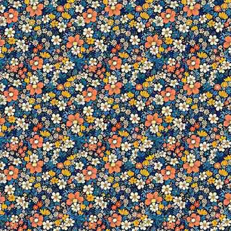 COLEÇÃO SPRING - TRIC. EST. DIGITAL - FLORAL MIUDO AZUL- ( 87119 var,01 ) - C