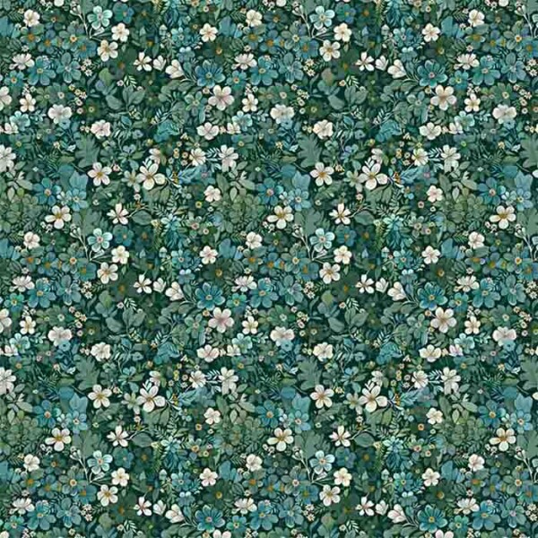 COLEÇÃO SPRING - TRIC. EST. DIGITAL - FLORAL MIUDO FD VERDE- ( 87124 var,01 ) - C