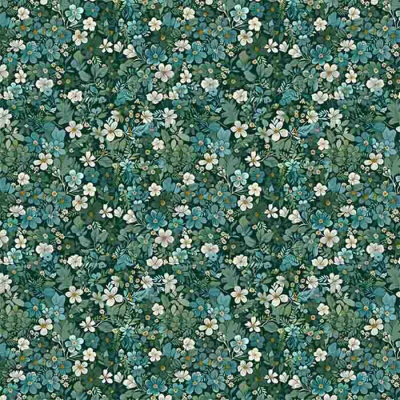 COLEÇÃO SPRING - TRIC. EST. DIGITAL - FLORAL MIUDO FD VERDE- ( 87124 var,01 ) - C