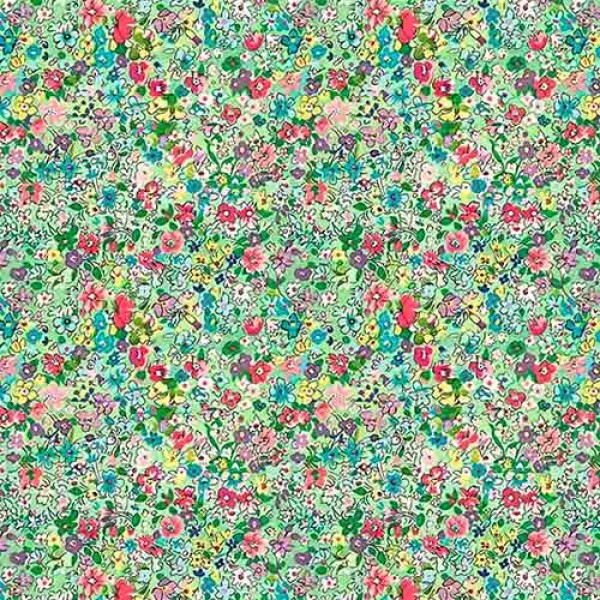 COLEÇÃO SPRING - TRIC. EST. DIGITAL - FLORAL MIUDO VERDE CANA- ( 87125 var,01 ) - C